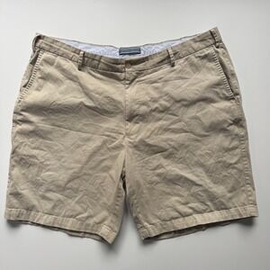 PETER MILLAR 8" Chino Shorts Mens 42 Pima Cotton Made in Peru Khaki Golf Outdoor